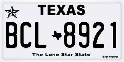 TX license plate BCL8921