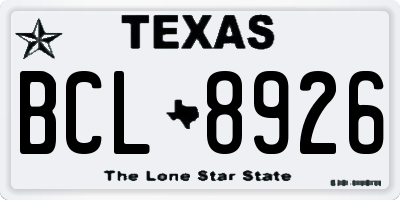 TX license plate BCL8926