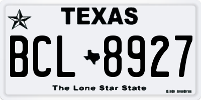 TX license plate BCL8927
