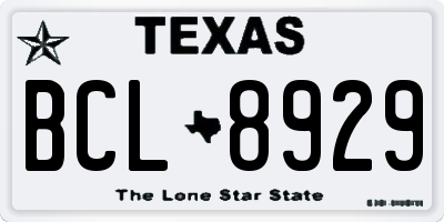 TX license plate BCL8929