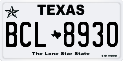 TX license plate BCL8930