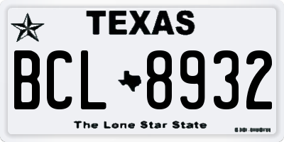 TX license plate BCL8932