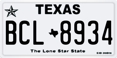 TX license plate BCL8934