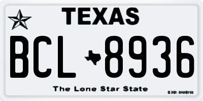 TX license plate BCL8936