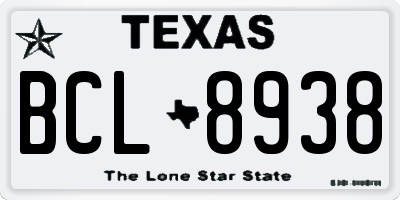 TX license plate BCL8938