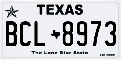 TX license plate BCL8973