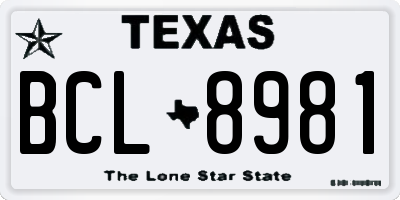 TX license plate BCL8981