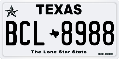 TX license plate BCL8988