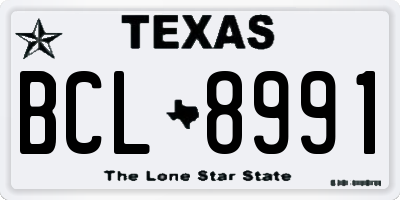 TX license plate BCL8991
