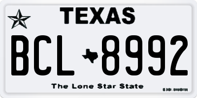 TX license plate BCL8992