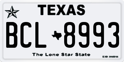 TX license plate BCL8993
