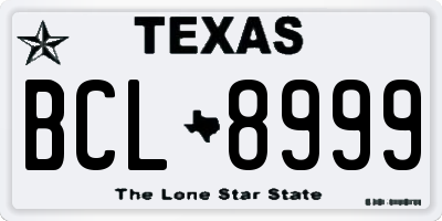 TX license plate BCL8999