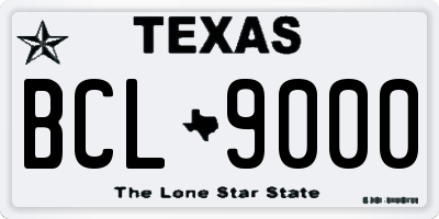 TX license plate BCL9000