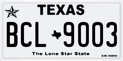 TX license plate BCL9003