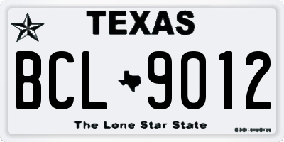 TX license plate BCL9012