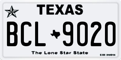 TX license plate BCL9020