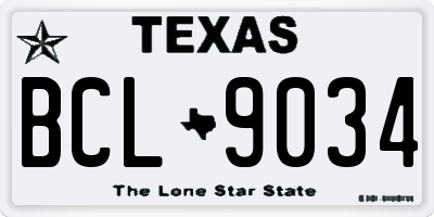 TX license plate BCL9034