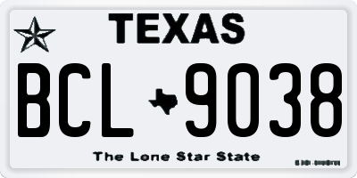 TX license plate BCL9038