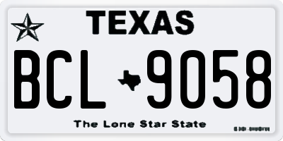 TX license plate BCL9058