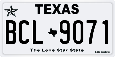 TX license plate BCL9071