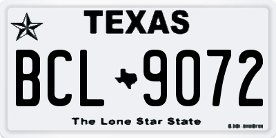 TX license plate BCL9072