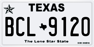 TX license plate BCL9120