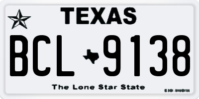 TX license plate BCL9138