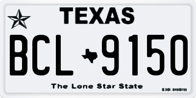 TX license plate BCL9150