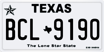 TX license plate BCL9190