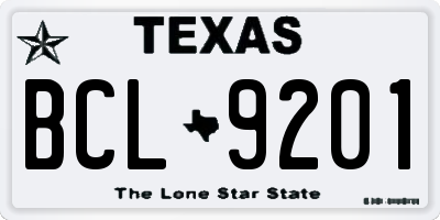 TX license plate BCL9201