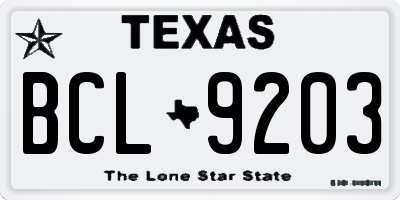 TX license plate BCL9203