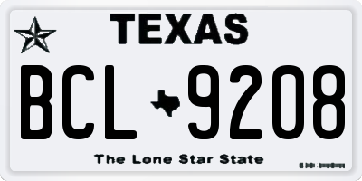 TX license plate BCL9208