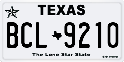 TX license plate BCL9210