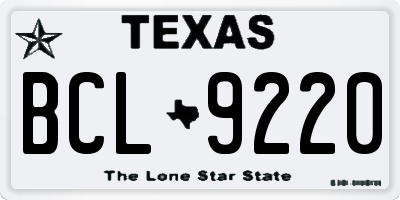 TX license plate BCL9220