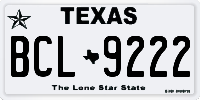 TX license plate BCL9222