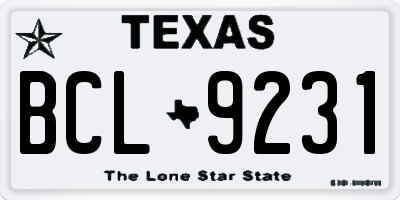 TX license plate BCL9231