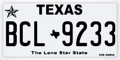 TX license plate BCL9233
