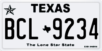 TX license plate BCL9234