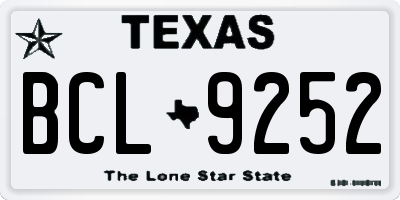 TX license plate BCL9252
