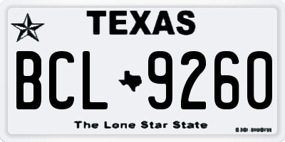 TX license plate BCL9260
