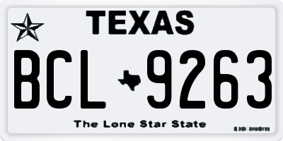 TX license plate BCL9263