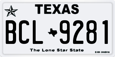 TX license plate BCL9281