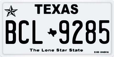 TX license plate BCL9285