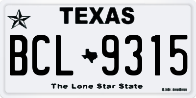 TX license plate BCL9315