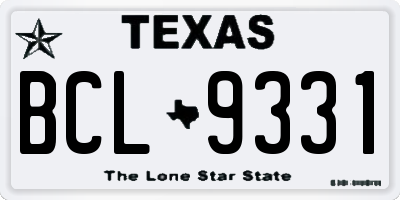 TX license plate BCL9331