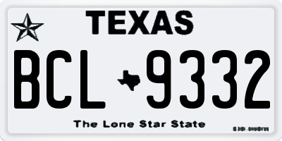 TX license plate BCL9332