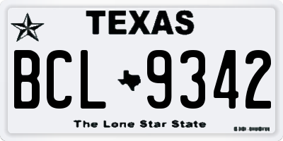 TX license plate BCL9342