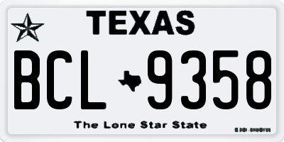 TX license plate BCL9358