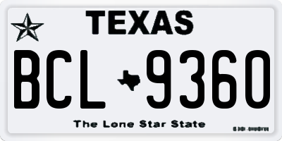 TX license plate BCL9360