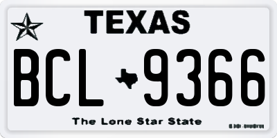 TX license plate BCL9366